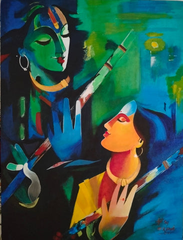 KalaCentral | Abstract Painting | Radha Krishna